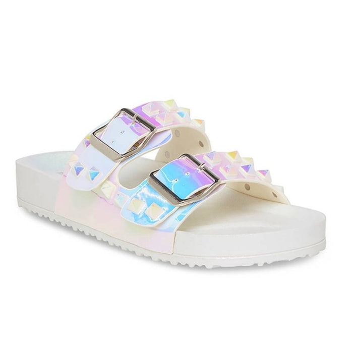 Brand New Madden Girl Women’s Adult Casual Teddy Stud Footbed Accent Chic Sandals Size 9M