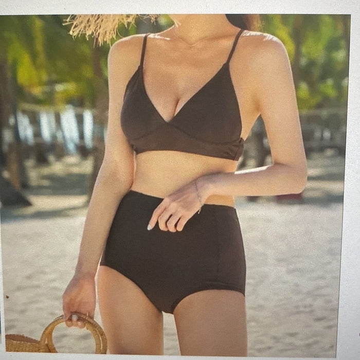 New High Waisted Women’s Size XL 2 Set Bikini Swimsuit(Brown or Coffee)