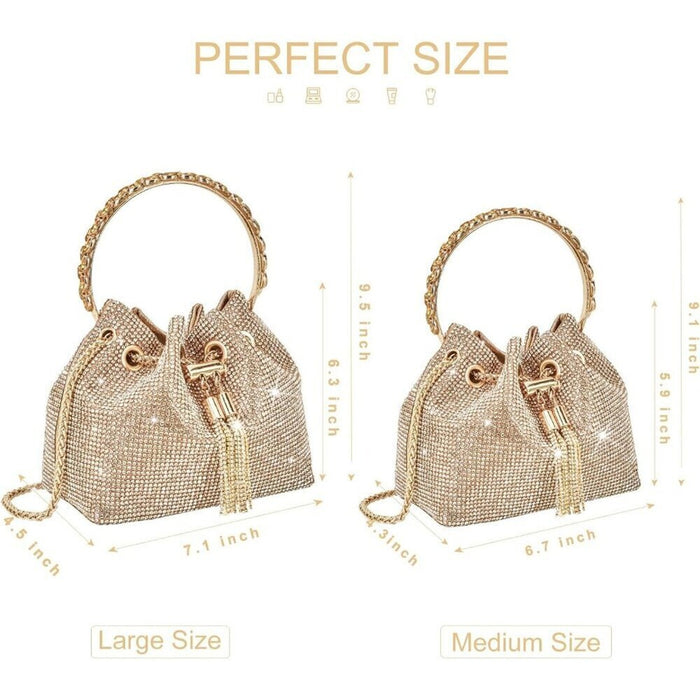New Women Silver Rhinestone Evening Bag Bling Purse Sparkly Diamond Clutch