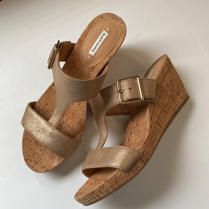 PanacheProse Alex Marie Size 9.5W lsdodore  Leather Banded Cork Women’s Wedges Shoes