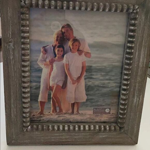 NEW  Beaded Graywash 8" X 10" Photo Frame