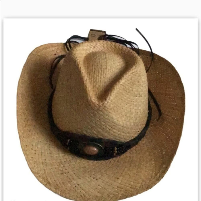 New Cowboy Women’s Stone Band Raffia Hat ⭐️⭐️⭐️⭐️⭐️NEW