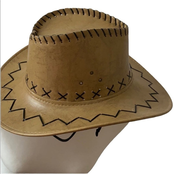 New Cowboy UNISEX Brown Brim Hat 3.5” Summer Sun Hats