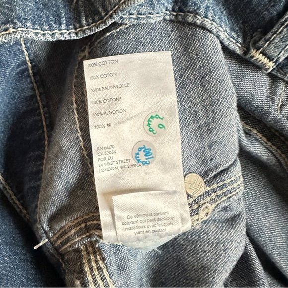 Panacheprose Free People Women’s Baby Barrel Crop Admiral Mom Blue Size Small Jeans