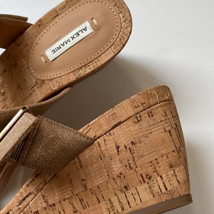 PanacheProse Alex Marie Size 9.5W lsdodore  Leather Banded Cork Women’s Wedges Shoes