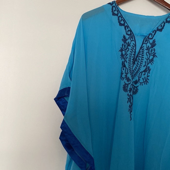 NEW Embroidery Ocean Caftan Coverup Maxi Dress ⭐️⭐️⭐️⭐️⭐️Ship Today