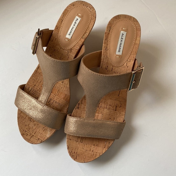 PanacheProse Alex Marie Size 9.5W lsdodore  Leather Banded Cork Women’s Wedges Shoes