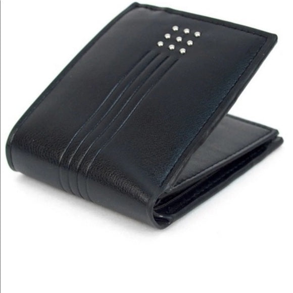 NWT Bifold Stud Men’s Leather Wallet (Black)