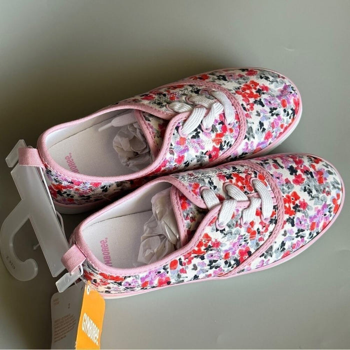 Gymboree Size 2 Floral Canvas Shoes Pink Tennis Sneakers Flat Shoes