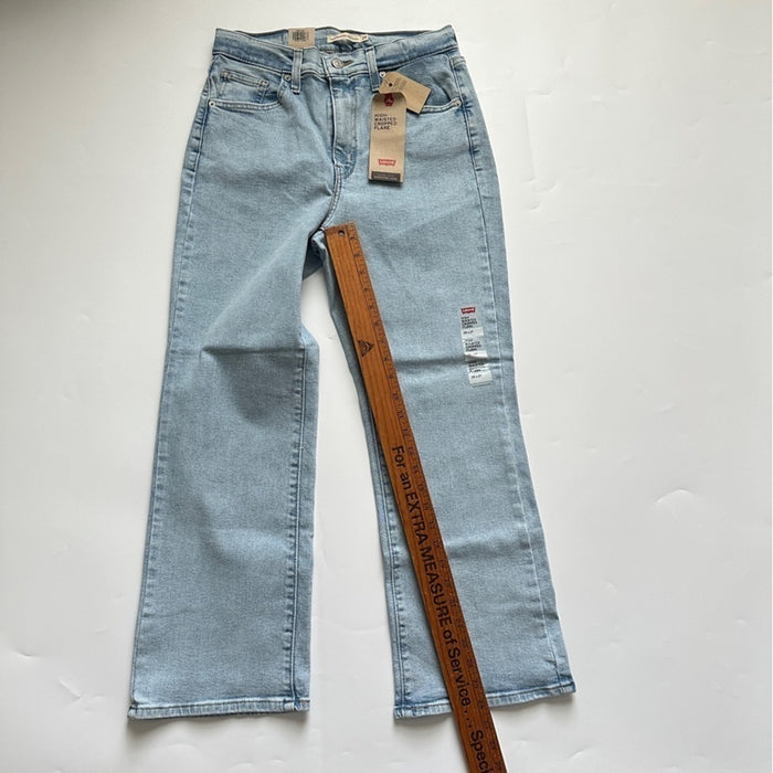PanacheProse Levis High Waisted Cropped Flare Size 29 X 27 Women’s Logo Relaxed Blue Jeans
