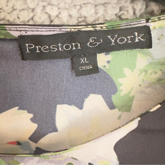 Pre - Loved Preston & York Floral Black Blouse Elegant Design
