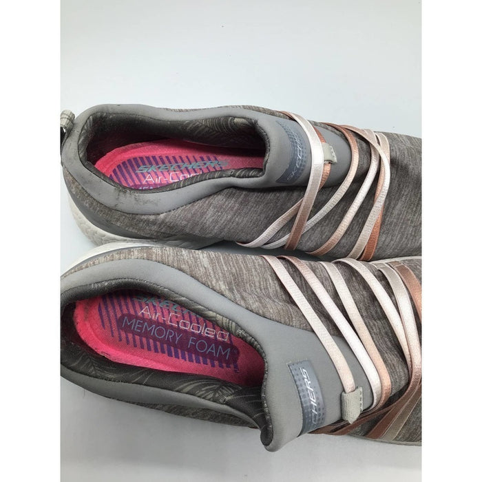 Pre - Loved Skechers Womens Low Ribbon Design Sneakers Shoes Gray Size 8