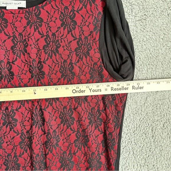 Pre - Loved August Silk Elegant Red and Black Lace Women's Blouse