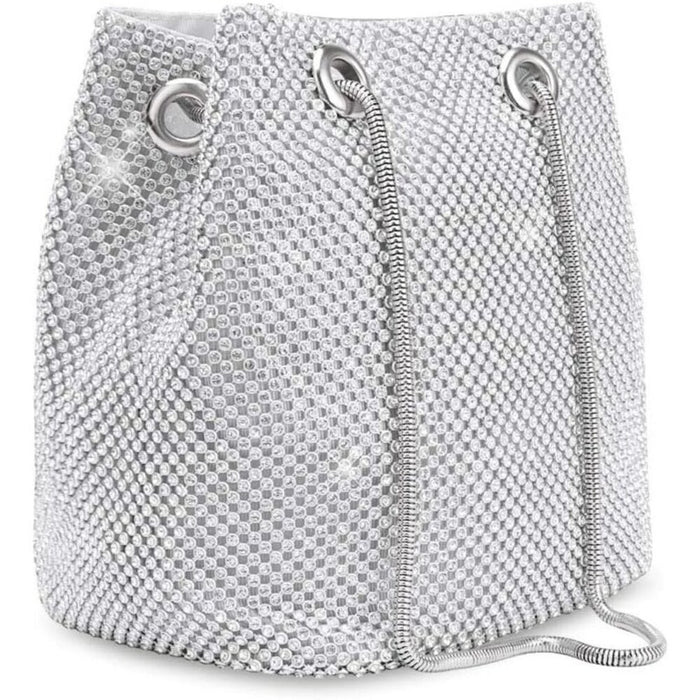 PanacheProse Women's Sliver Bucket Shining Shoulder Bag Rhinestones