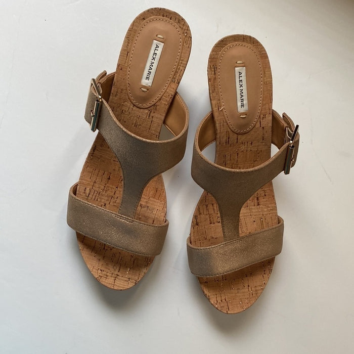 PanacheProse Alex Marie Size 9.5W lsdodore  Leather Banded Cork Women’s Wedges Shoes