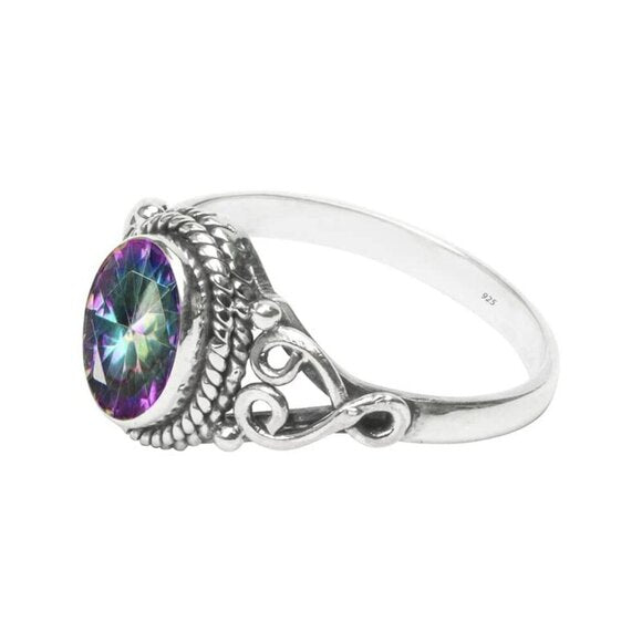 Women Ring Mystic Topaz 925 Sterling Silver Statement Handmade Ring