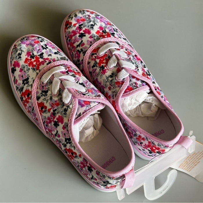 Gymboree Size 2 Floral Canvas Shoes Pink Tennis Sneakers Flat Shoes