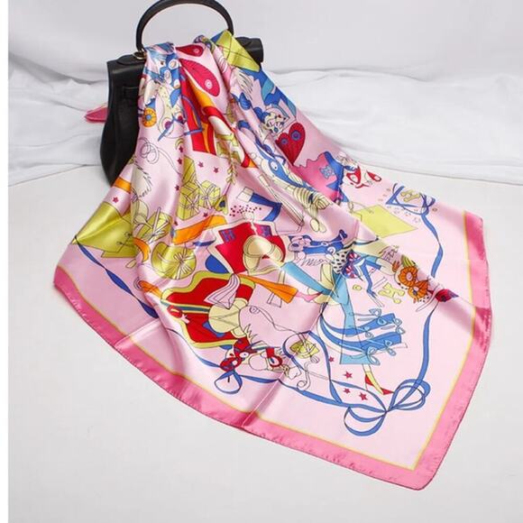 Vibrant Watercolor Flower Paradise Silk Scarf"