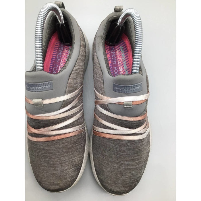 Pre - Loved Skechers Womens Low Ribbon Design Sneakers Shoes Gray Size 8