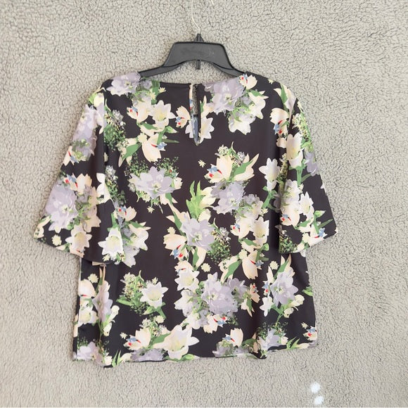 Pre - Loved Preston & York Floral Black Blouse Elegant Design
