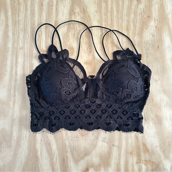 Crochet Lace Bralette – Diamond Smocking Back with Removable Pads