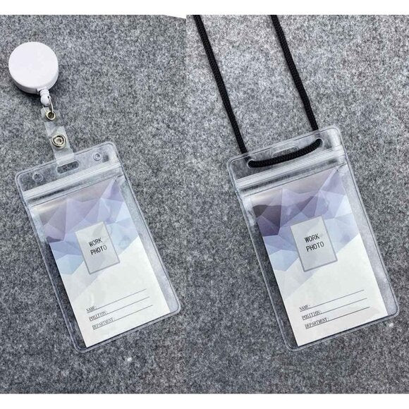 Vertical ID Badge Holders Sealable Waterproof Clear Plastic Holder,  (6Pieces)