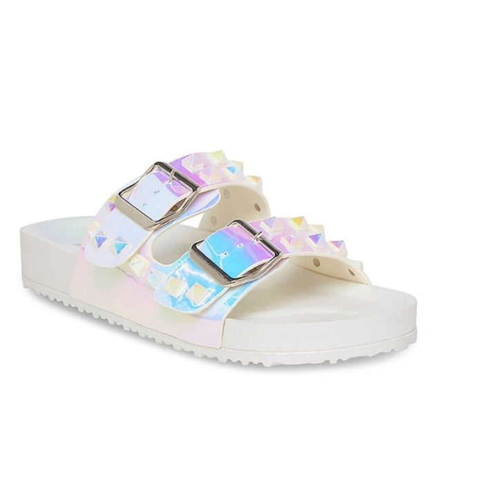 Brand New Madden Girl Women’s Adult Casual Teddy Stud Footbed Sandals Size 8M