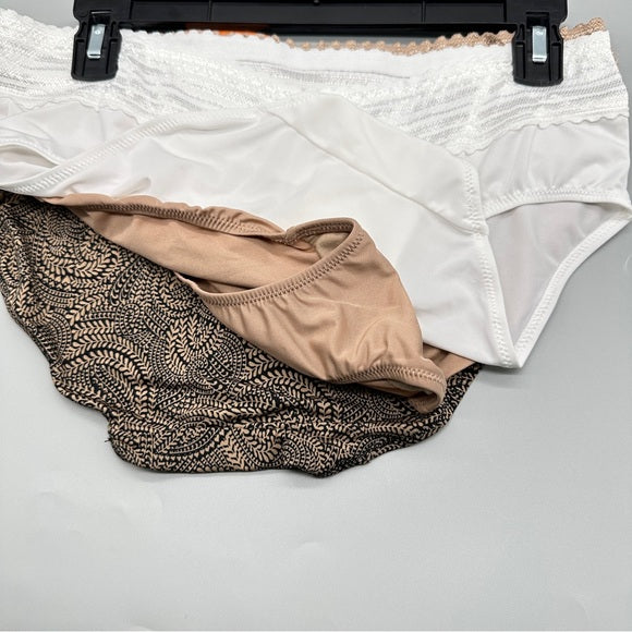 NWT Warner's Women’s 3 Set Floral Brown and Cream Lace Panties