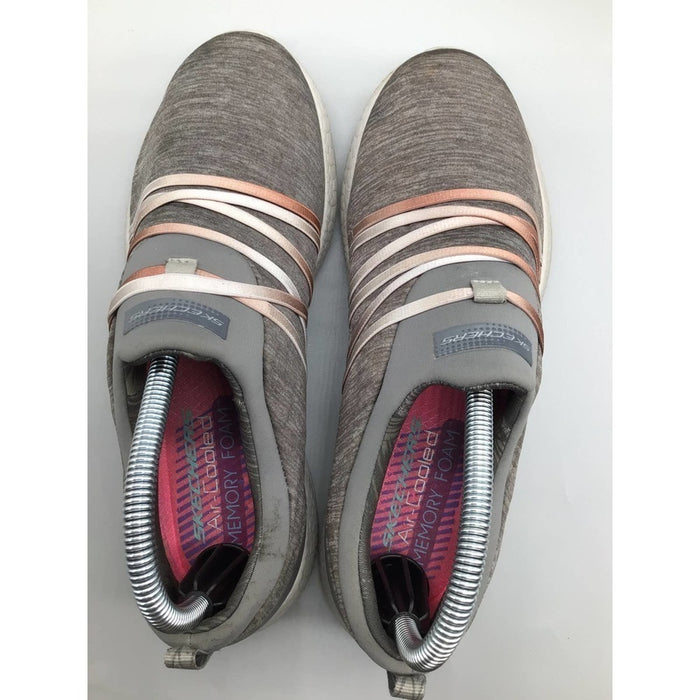 Pre - Loved Skechers Womens Low Ribbon Design Sneakers Shoes Gray Size 8