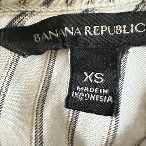 Pre - Loved Banana Republic Striped Sleeveless Blouse- Cream and Black