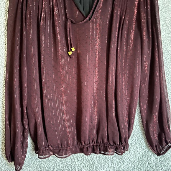Pre - Loved Michael Michael Kors Elegant Burgundy Women's Blouse