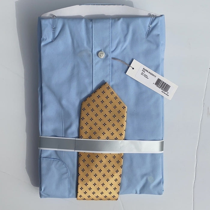 Michael Kors Boys Dress Shirt & Tie Clip Light Blue Long Sleeves Size 18