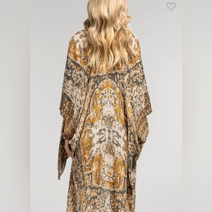 New Bohemian Kimono With split Angel sleeve 100% Viscose *APPROX. L 4.75” W…