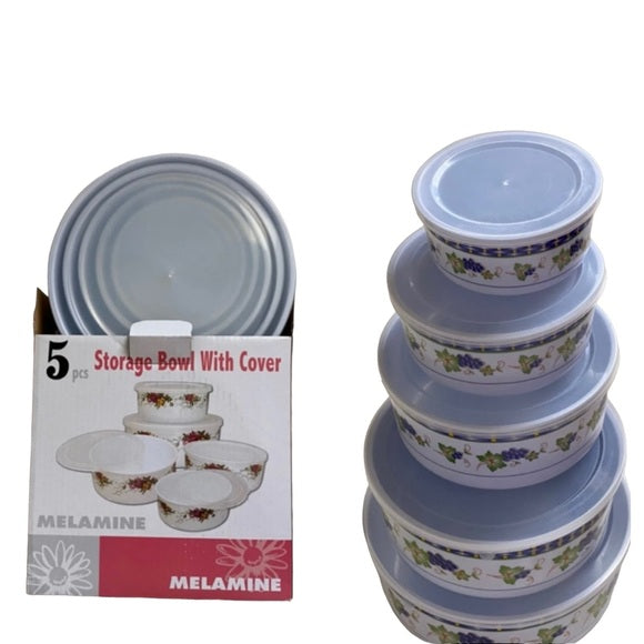Melamine 5Pcs Bowl Set With lids