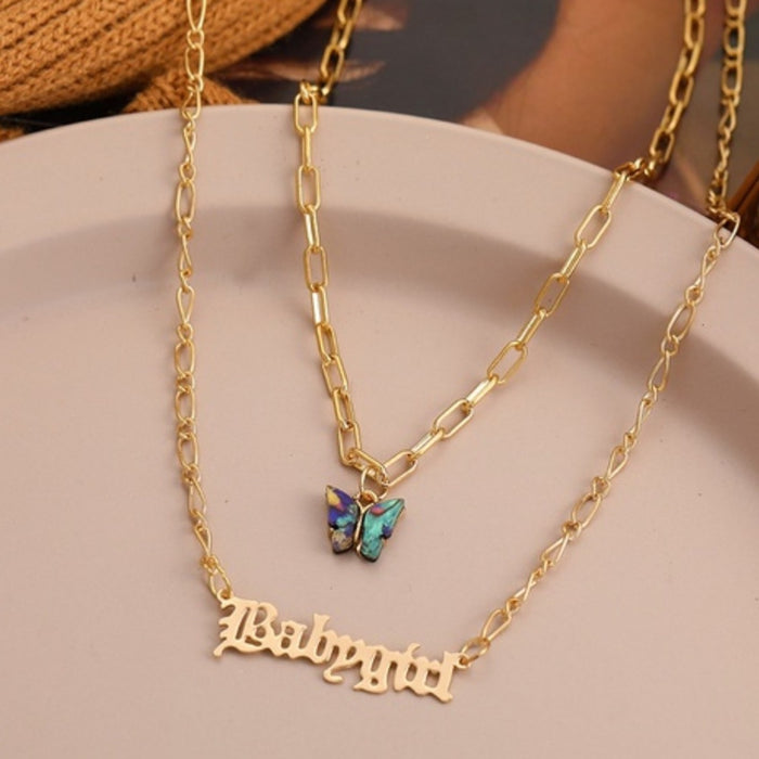 New Boho Babygirl Necklace Double Layered Set