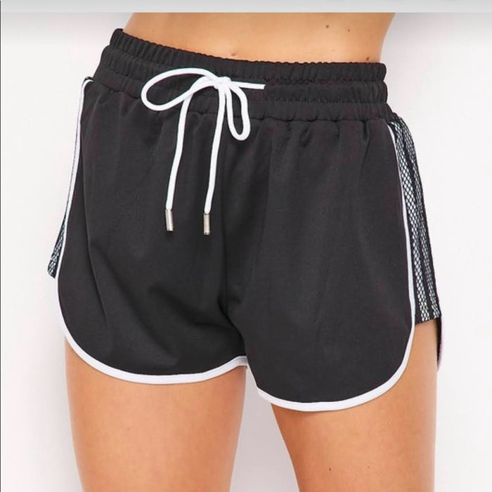 NEW Short Solid Drawstring Slide Striped