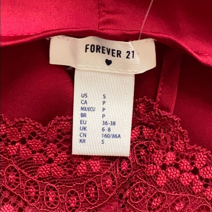 Panacheprose Forever 21 Size S Women’s Red  Lace Trim Slip Nightdress