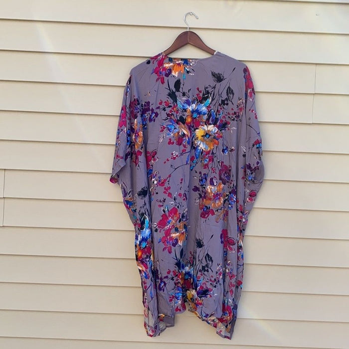 Brand New Umgee Kimono Open Front Mix Printed Floral With Side Slits Kimono NEW