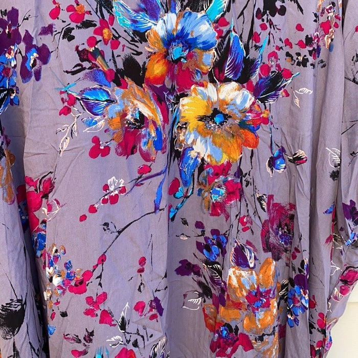 Brand New Umgee Kimono Open Front Mix Printed Floral With Side Slits Kimono NEW