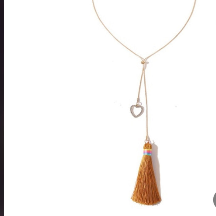 New Boho Trend Adjustable Heart Tassel Necklace