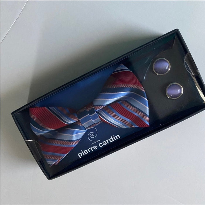 PanacheProse Pierre Cardin Muitcolor Checkered Business Pocket Square & Tie Bar Set…