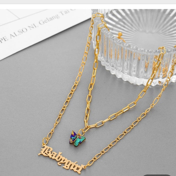 New Boho Babygirl Necklace Double Layered Set