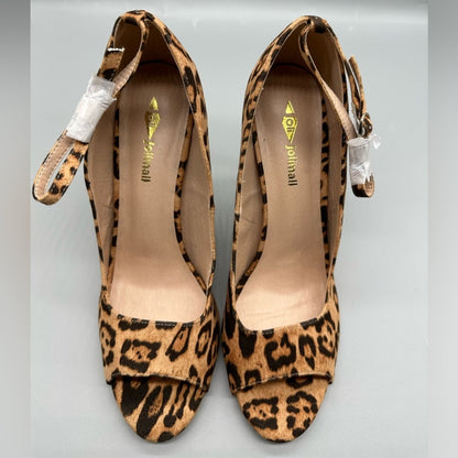 Jolimall Women’s Animal Print Strap Ankle Nasty Gal Heels Size 11