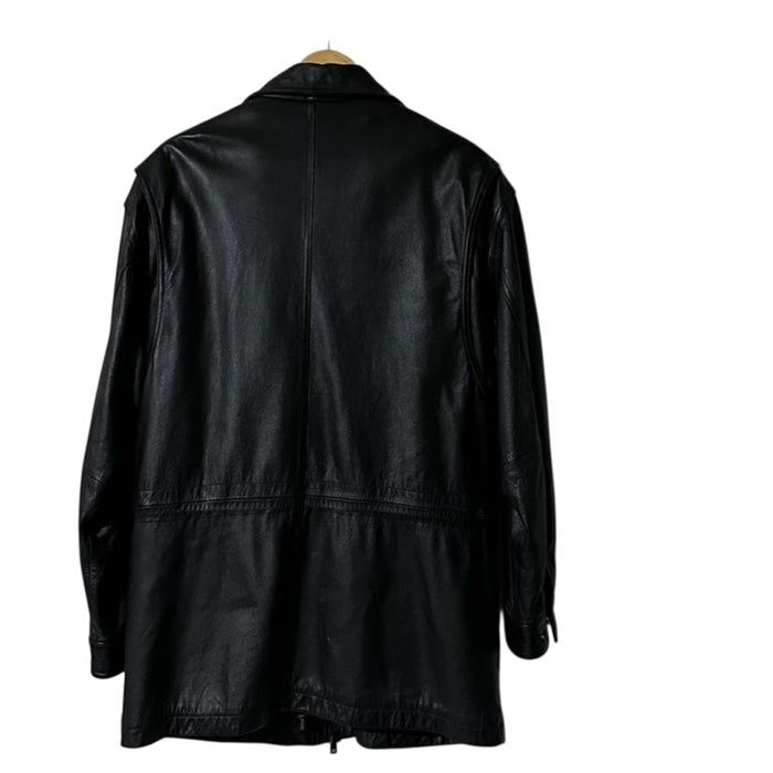 Vintage Black Leather Jacket Thinsulate Insulation Zip Front Classic Coat