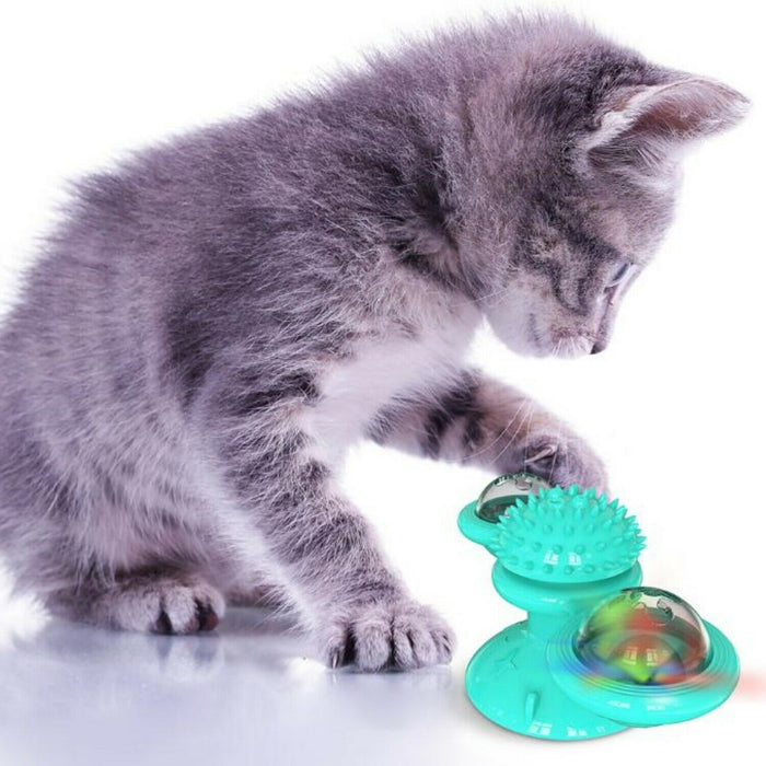 Engaging Cat Windmill Toy with Catnip & Suction Cup – Promotes Play & Dental Health