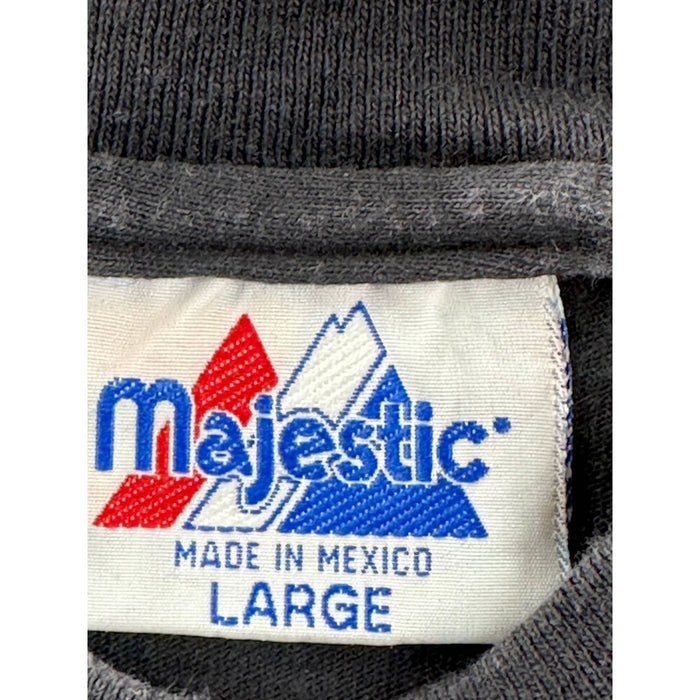 Vintage Majestic Men's Black Cotton Crew Neck Short Sleeve T-Shirts Size Large