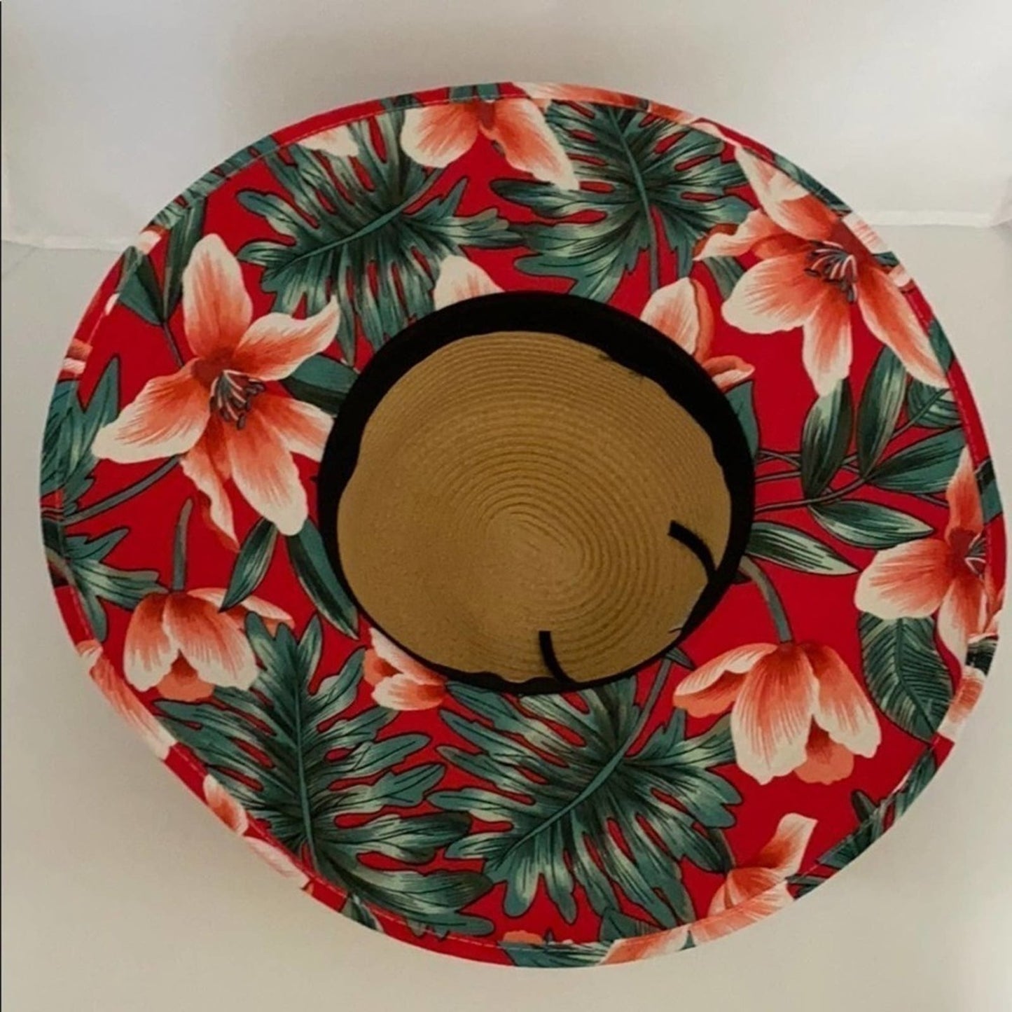 Straw Hat With Floral Pattern