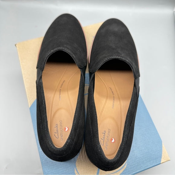 Clarks Shaylin Ave Black Suede Slip-Ons – Women’s Size 10.5 M New