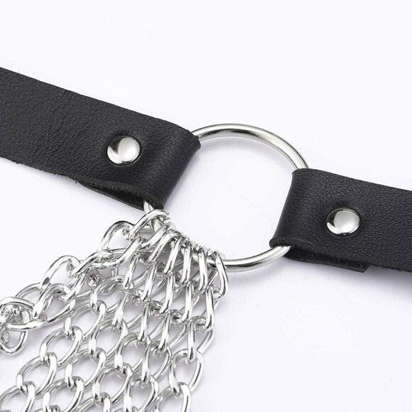 Black Waist Chain Belt Leather Layered Belly Body Chains Rave Body Jewelry Women