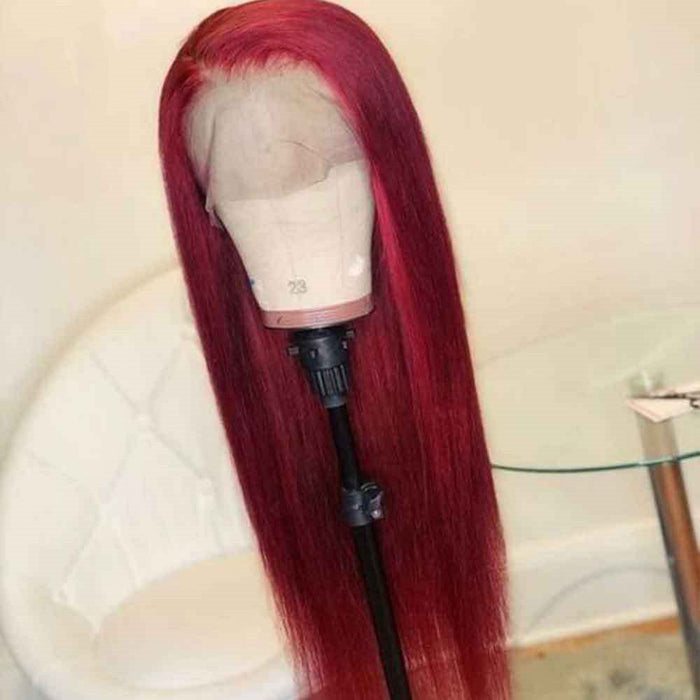 Luxurious Burgundy Lace Front Wig  Premium Red Human Hair